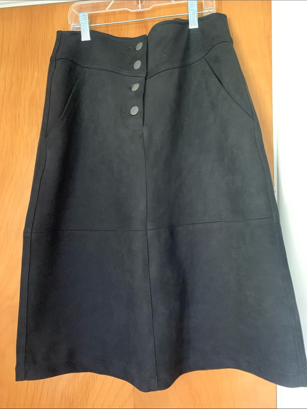 FRYE AND CO. Black A-Line Button-Front Skirt